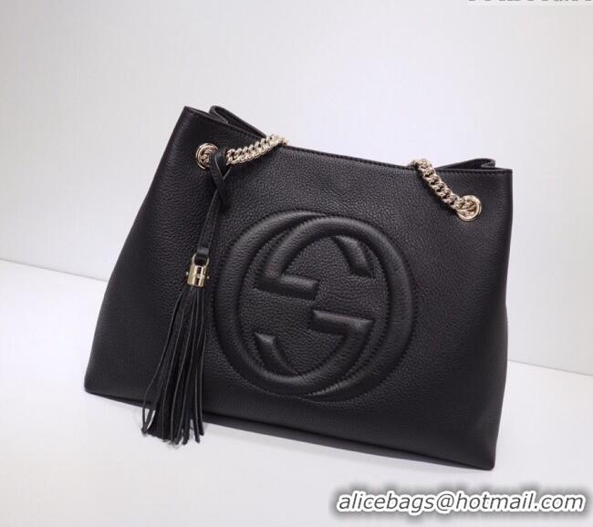 Top Quality Gucci Medium Soho Calfskin Tote Bag 308982 Black