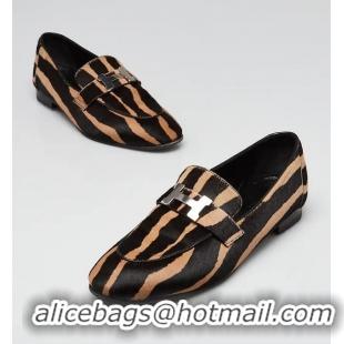 Buy Discount Hermes Paris Loafers Leopard Print Pony Hair Palladium Plated H8569