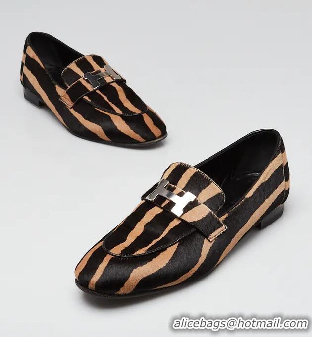 Buy Discount Hermes Paris Loafers Leopard Print Pony Hair Palladium Plated H8569