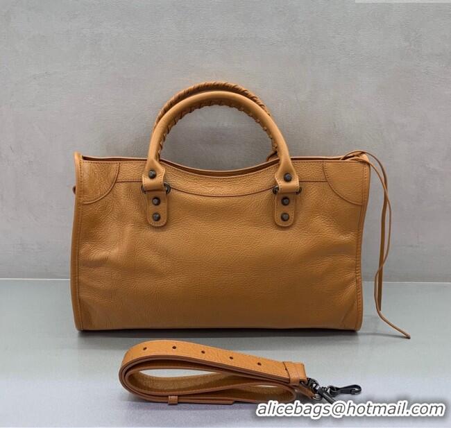 Promotional Balenciaga Le City Medium Bag in Arena Storico lambskin leather 0926 Camel Brown 2025