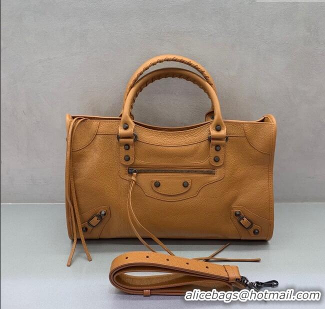 Promotional Balenciaga Le City Medium Bag in Arena Storico lambskin leather 0926 Camel Brown 2025
