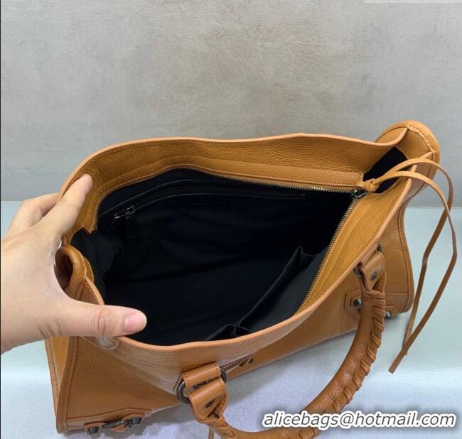 Promotional Balenciaga Le City Medium Bag in Arena Storico lambskin leather 0926 Camel Brown 2025