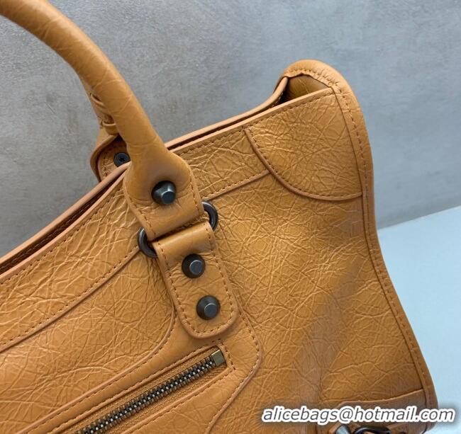 Promotional Balenciaga Le City Medium Bag in Arena Storico lambskin leather 0926 Camel Brown 2025