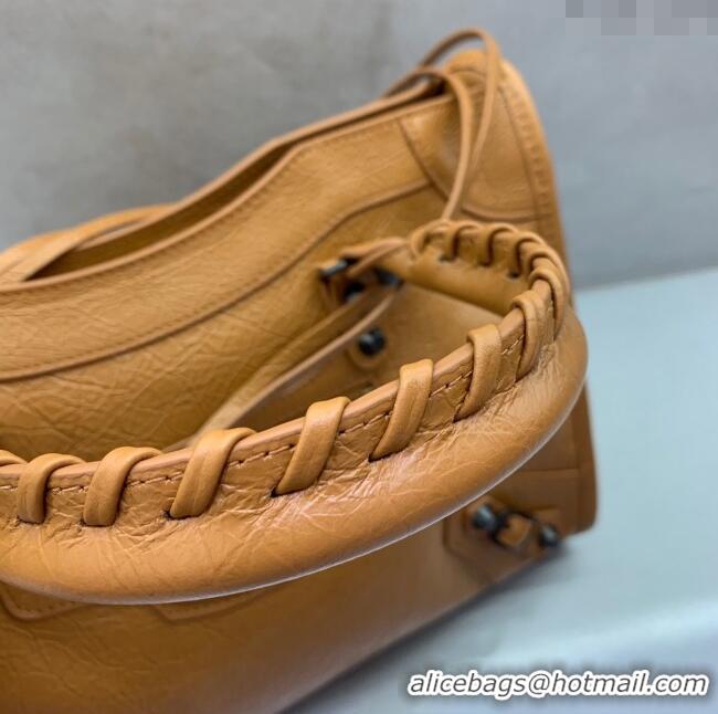 Top Design Balenciaga Le City Small Bag in Arena Storico lambskin leather 0926 Camel Brown 2025