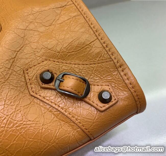 Top Design Balenciaga Le City Small Bag in Arena Storico lambskin leather 0926 Camel Brown 2025