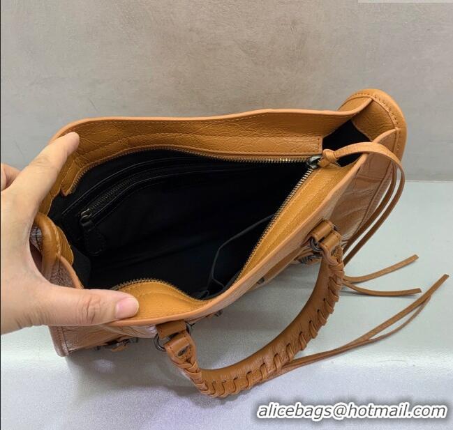 Top Design Balenciaga Le City Small Bag in Arena Storico lambskin leather 0926 Camel Brown 2025