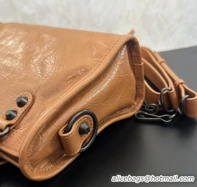Top Quality Balenciaga Le City Mini Bag in Arena Storico lambskin leather 0926 Camel Brown 2025