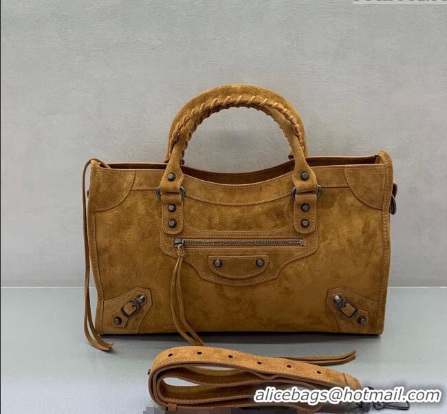 Promotional Balenciaga Le City Medium Bag in 0926 Camel Brown Suede 2025