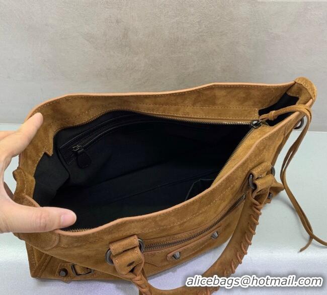 Promotional Balenciaga Le City Medium Bag in 0926 Camel Brown Suede 2025
