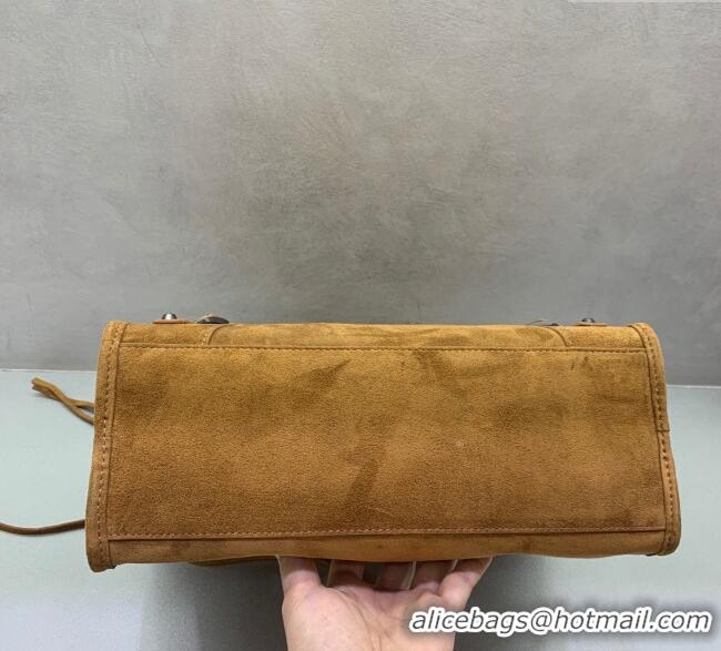 Hot Sell Cheap Balenciaga Le City Small Bag in 0926 Camel Brown Suede 2025