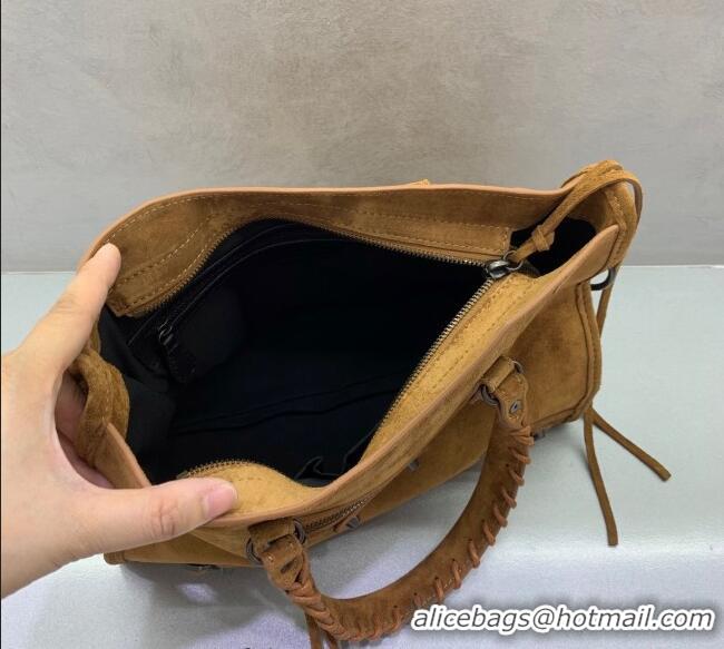 Hot Sell Cheap Balenciaga Le City Small Bag in 0926 Camel Brown Suede 2025