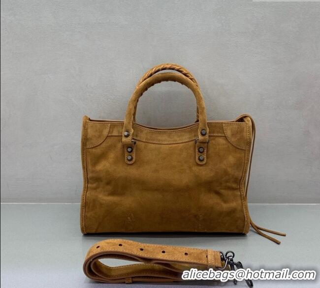 Hot Sell Cheap Balenciaga Le City Small Bag in 0926 Camel Brown Suede 2025