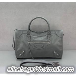 Good Taste Balenciaga Le City Medium Bag in Arena Storico lambskin 0926 Grey 2025