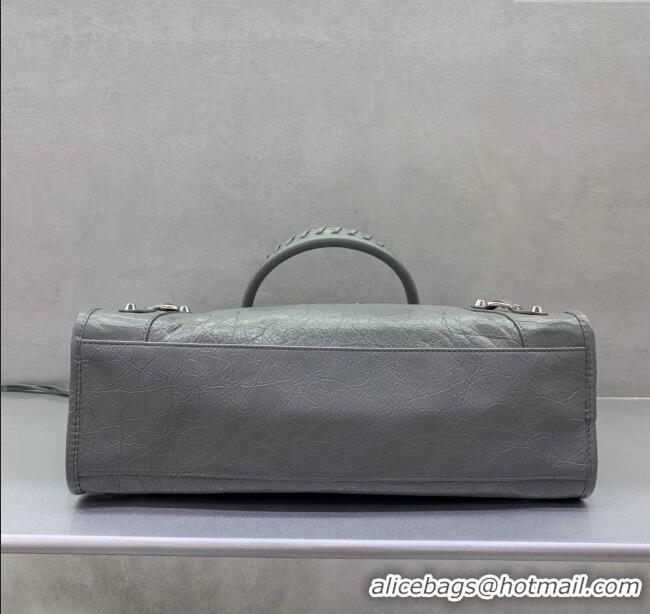 Good Taste Balenciaga Le City Medium Bag in Arena Storico lambskin 0926 Grey 2025