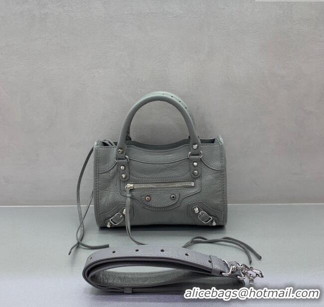 Reasonable Price Balenciaga Le City Mini Bag in Arena Storico lambskin 0926 Grey 2025
