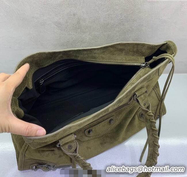 Good Product Balenciaga Le City Medium Bag in 0926 Green Suede 2025