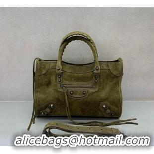 Famous Brand Balenciaga Le City Small Bag in 0926 Green Suede 2025