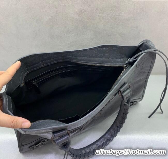 Big Discount Balenciaga Le City Medium Bag in Arena Storico lambskin 0925 Dark Grey 2025