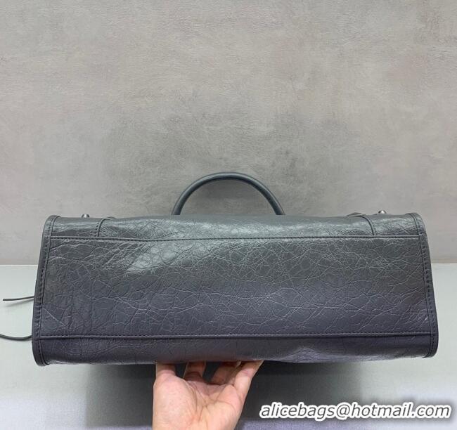 Big Discount Balenciaga Le City Medium Bag in Arena Storico lambskin 0925 Dark Grey 2025