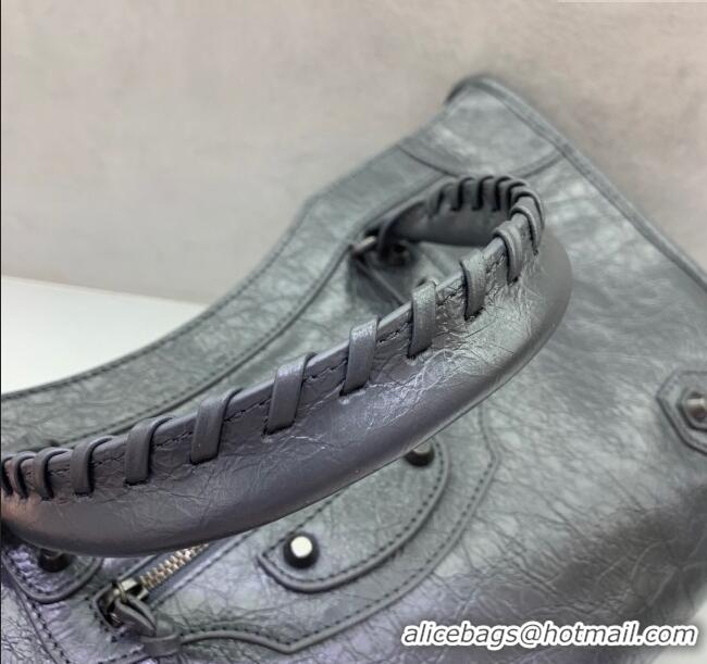 Big Discount Balenciaga Le City Medium Bag in Arena Storico lambskin 0925 Dark Grey 2025