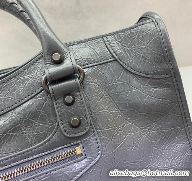 Big Discount Balenciaga Le City Medium Bag in Arena Storico lambskin 0925 Dark Grey 2025