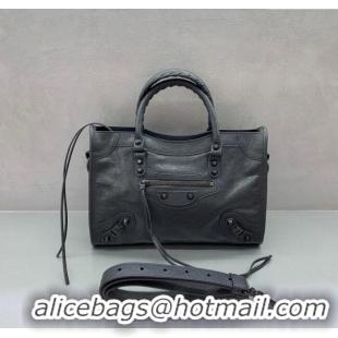 Top Quality Balenciaga Le City Small Bag in Arena Storico lambskin 0925 Dark Grey 2025