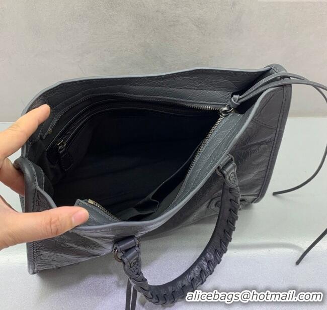 Top Quality Balenciaga Le City Small Bag in Arena Storico lambskin 0925 Dark Grey 2025