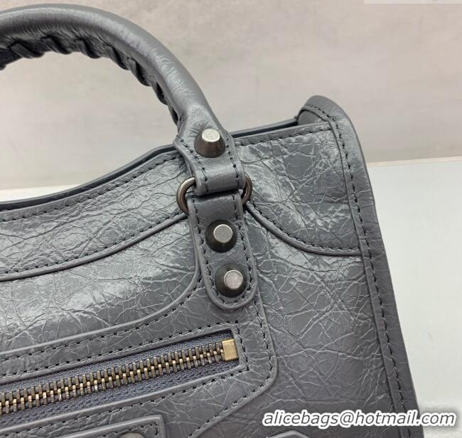 Well Crafted Balenciaga Le City Mini Bag in Arena Storico lambskin 0925 Dark Grey 2025