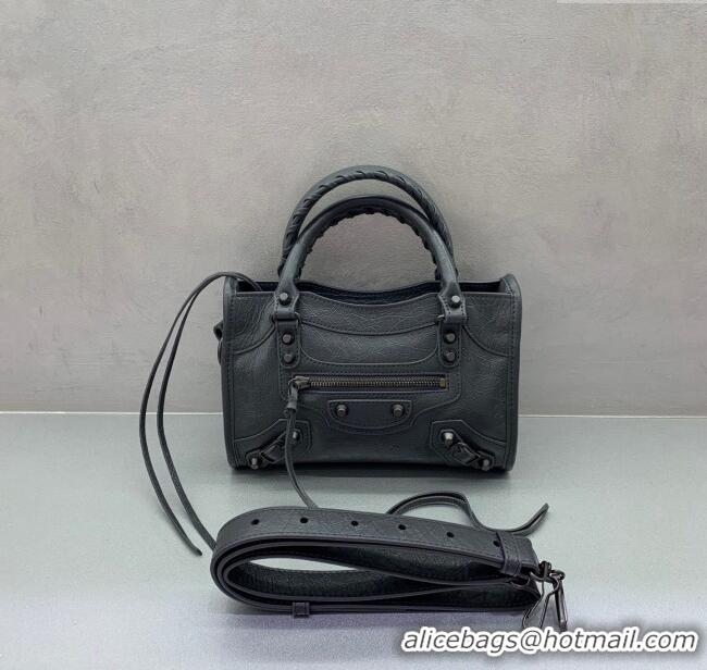 Well Crafted Balenciaga Le City Mini Bag in Arena Storico lambskin 0925 Dark Grey 2025