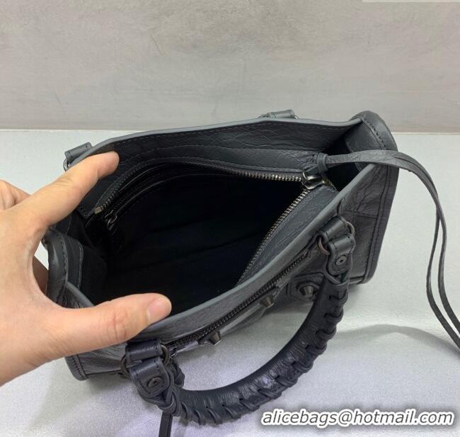 Well Crafted Balenciaga Le City Mini Bag in Arena Storico lambskin 0925 Dark Grey 2025