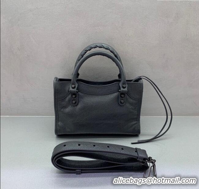 Well Crafted Balenciaga Le City Mini Bag in Arena Storico lambskin 0925 Dark Grey 2025