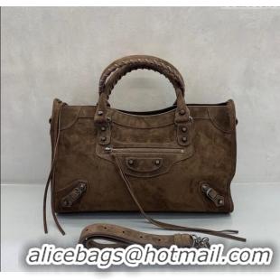 Unique Discount Balenciaga Le City Medium Bag in 0925 Coffee Brown Suede 2025