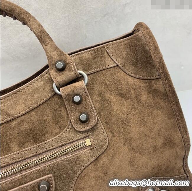 Unique Discount Balenciaga Le City Medium Bag in 0925 Coffee Brown Suede 2025