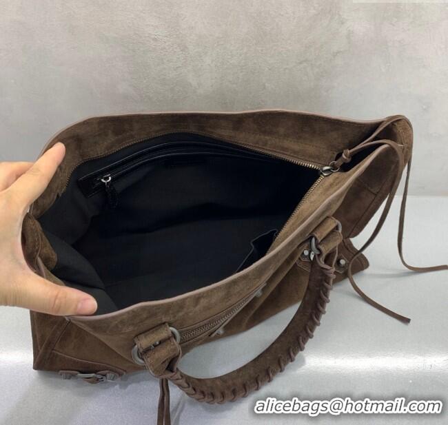 Unique Discount Balenciaga Le City Medium Bag in 0925 Coffee Brown Suede 2025