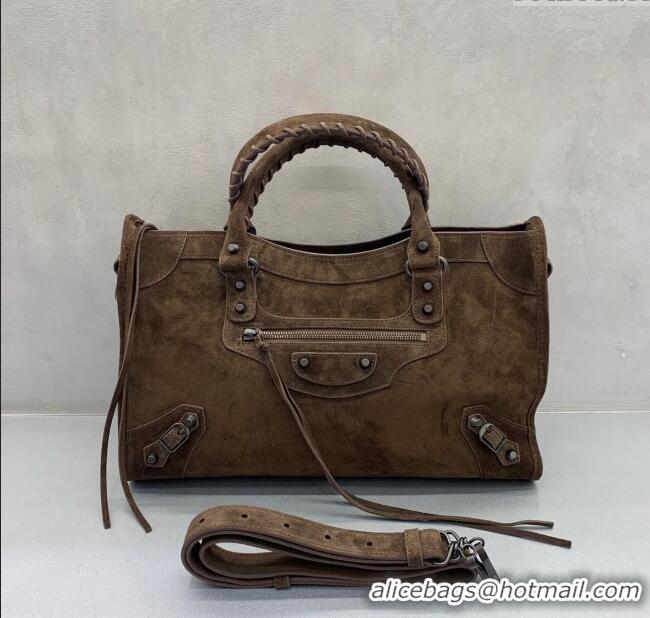 Unique Discount Balenciaga Le City Medium Bag in 0925 Coffee Brown Suede 2025