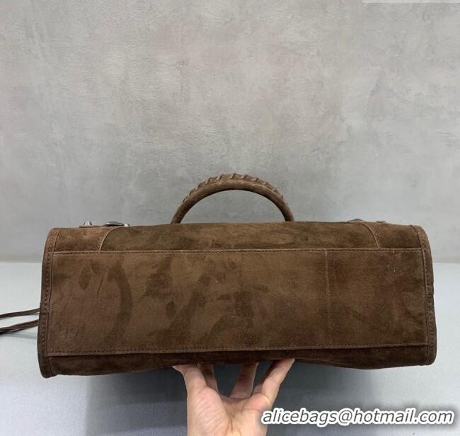Unique Discount Balenciaga Le City Medium Bag in 0925 Coffee Brown Suede 2025