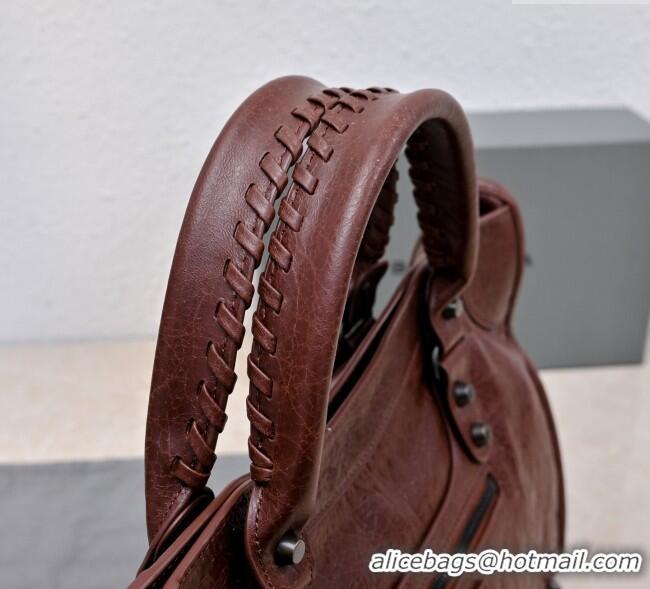 Promotional Balenciaga Le City Medium Bag in Arena Storico lambskin 0925 Dark Burgundy 2025