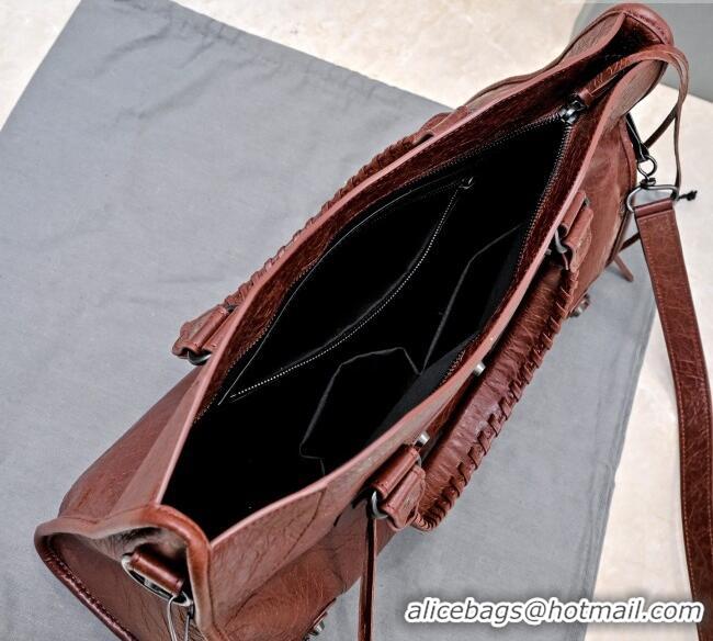 Promotional Balenciaga Le City Medium Bag in Arena Storico lambskin 0925 Dark Burgundy 2025