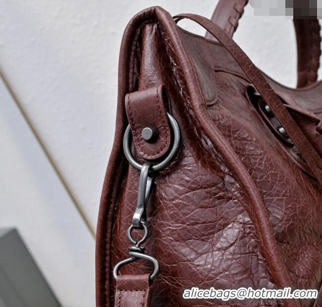 Promotional Balenciaga Le City Medium Bag in Arena Storico lambskin 0925 Dark Burgundy 2025