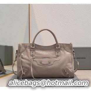 Top Design Balenciaga Le City Medium Bag in Arena Storico lambskin 0925 Khaki 2025