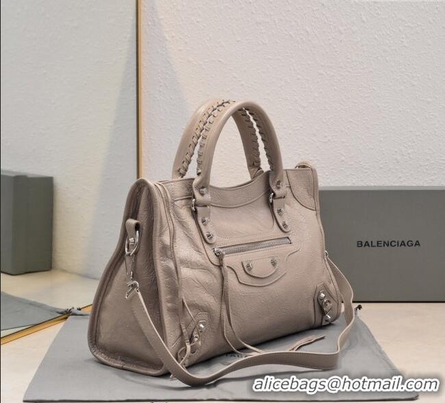 Top Design Balenciaga Le City Medium Bag in Arena Storico lambskin 0925 Khaki 2025