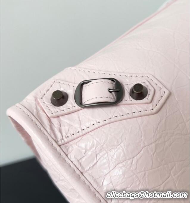 Top Grade Balenciaga Le City Medium Bag in Arena Storico lambskin 0925 Light Pink 2025