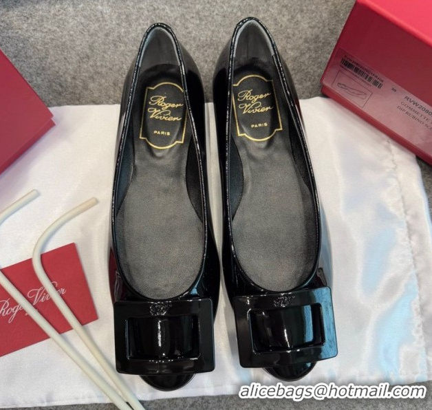 Grade Roger Vivier Trompette Ballerinas in Patent Leather with Buckle Black 1030069