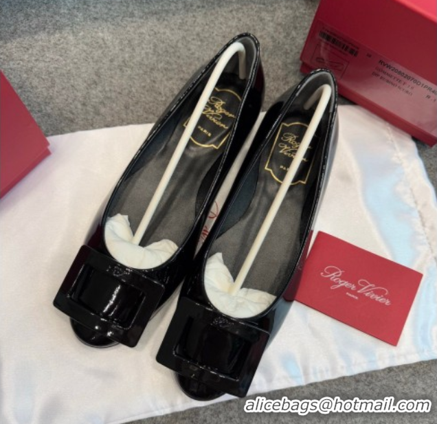 Grade Roger Vivier Trompette Ballerinas in Patent Leather with Buckle Black 1030069