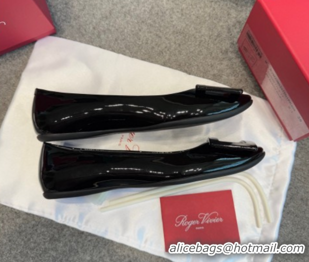 Grade Roger Vivier Trompette Ballerinas in Patent Leather with Buckle Black 1030069