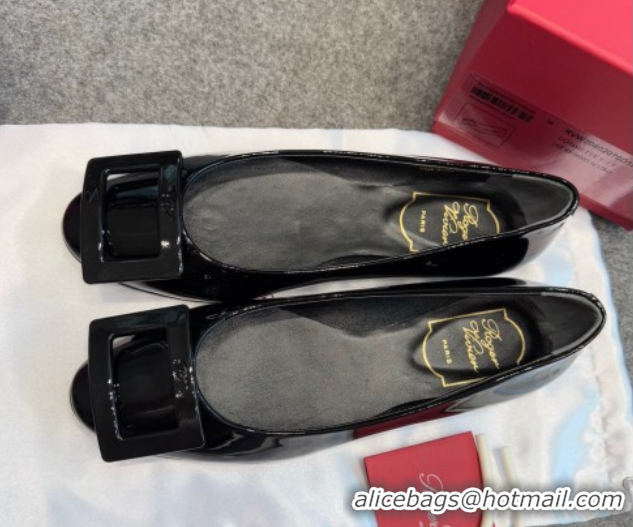 Grade Roger Vivier Trompette Ballerinas in Patent Leather with Buckle Black 1030069