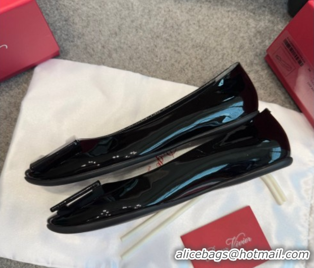 Grade Roger Vivier Trompette Ballerinas in Patent Leather with Buckle Black 1030069