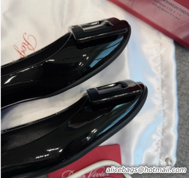 Grade Roger Vivier Trompette Ballerinas in Patent Leather with Buckle Black 1030069