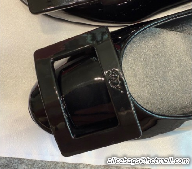 Grade Roger Vivier Trompette Ballerinas in Patent Leather with Buckle Black 1030069