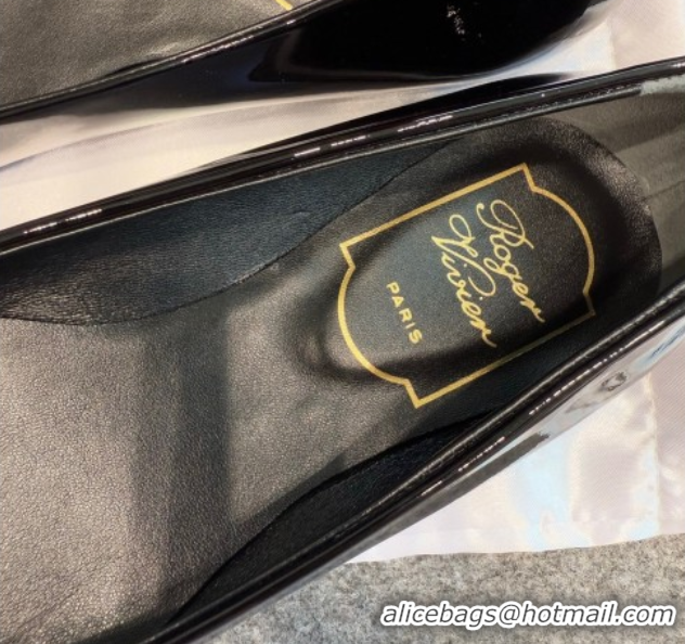 Grade Roger Vivier Trompette Ballerinas in Patent Leather with Buckle Black 1030069